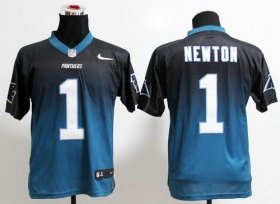 Wholesale Cheap Nike Panthers #1 Cam Newton Black/Blue Men\'s Stitched NFL Elite Fadeaway Fashion Jersey