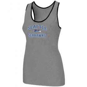 Wholesale Cheap Women\'s Nike Seattle Seahawks Heart & Soul Tri-Blend Racerback Stretch Tank Top Light Grey