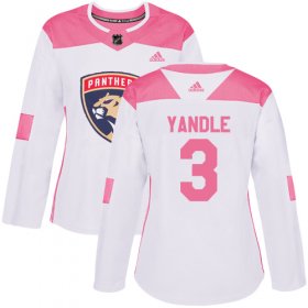Wholesale Cheap Adidas Panthers #3 Keith Yandle White/Pink Authentic Fashion Women\'s Stitched NHL Jersey