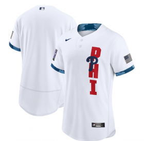 Wholesale Cheap Men\'s Philadelphia Phillies Blank 2021 White All-Star Flex Base Stitched MLB Jersey