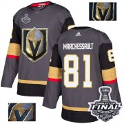 Wholesale Cheap Adidas Golden Knights #81 Jonathan Marchessault Grey Home Authentic Fashion Gold 2018 Stanley Cup Final Stitched NHL Jersey