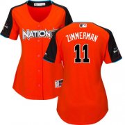 Wholesale Cheap Nationals #11 Ryan Zimmerman Orange 2017 All-Star National League Women's Stitched MLB Jersey