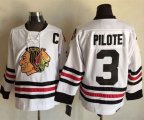 Wholesale Cheap Blackhawks #3 Pierre Pilote White CCM Throwback Stitched NHL Jersey