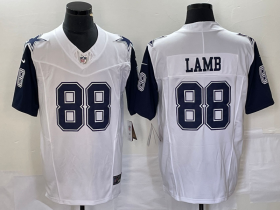 Wholesale Cheap Men\'s Dallas Cowboys #88 CeeDee Lamb White FUSE Vapor Thanksgiving Limited Stitched Jersey