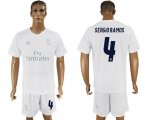 Wholesale Cheap Real Madrid #4 Sergio Ramos Marine Environmental Protection Home Soccer Club Jersey