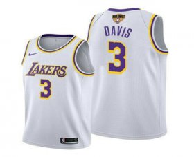 Wholesale Cheap Men\'s Los Angeles Lakers #3 Anthony Davis 2020 White Finals Stitched NBA Jersey