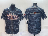 Wholesale Cheap Men's Chicago Bears Blank Grey Camo Team Big Logo With Patch Cool Base Stitched Baseball Jersey