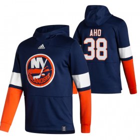 Wholesale Cheap New York Islanders #38 Sebastian Aho Adidas Reverse Retro Pullover Hoodie Navy
