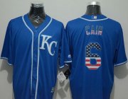 Wholesale Cheap Royals #6 Lorenzo Cain Blue USA Flag Fashion Stitched MLB Jersey