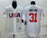 Cheap Mens USA Baseball #31 Cedric Mullins Number 2023 White World Classic Stitched Jersey