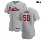 Wholesale Cheap Philadelphia Phillies 56 Zach Eflin Men Nike Gray Road 2020 Authentic Player MLB Jersey
