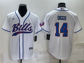 Wholesale Men\'s Buffalo Bills #14 Stefon Diggs White Stitched Cool Base Nike Baseball Jersey