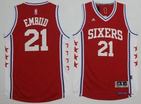 Wholesale Cheap Men\'s Philadelphia 76ers #21 Joel Embiid NEW Red Stitched NBA Adidas Revolution 30 Swingman Jersey