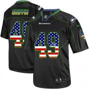 Wholesale Cheap Nike Seahawks #49 Shaquem Griffin Black Men's Stitched NFL Elite USA Flag Fashion Jersey