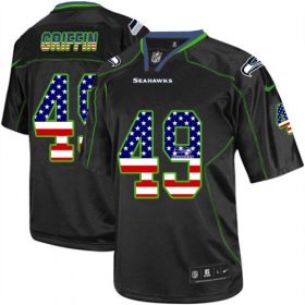 Wholesale Cheap Nike Seahawks #49 Shaquem Griffin Black Men\'s Stitched NFL Elite USA Flag Fashion Jersey