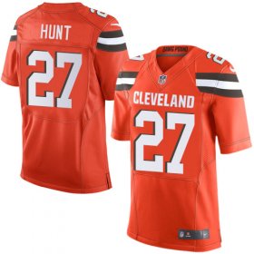 Wholesale Cheap Nike Browns #27 Kareem Hunt Orange Alternate Men\'s Stitched NFL New Elite Jersey