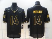 Wholesale Cheap Men's Seattle Seahawks #14 D.K. Metcalf Black Gold 2020 Salute To Service Stitched NFL Nike Limited Jersey