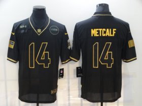 Wholesale Cheap Men\'s Seattle Seahawks #14 D.K. Metcalf Black Gold 2020 Salute To Service Stitched NFL Nike Limited Jersey