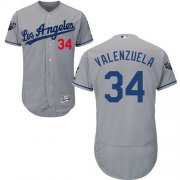 Wholesale Cheap Dodgers #34 Fernando Valenzuela Grey Flexbase Authentic Collection 2018 World Series Stitched MLB Jersey