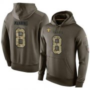 Wholesale Cheap NFL Men's Nike New Orleans Saints #8 Archie Manning Stitched Green Olive Salute To Service KO Performance Hoodie