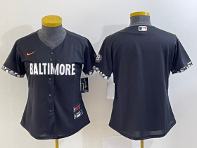 Wholesale Cheap Women\'s Baltimore Orioles Blank Black 2023 City Connect Cool Base Stitched Jersey