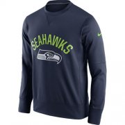 Wholesale Cheap Men's Seattle Seahawks Nike College Navy Sideline Circuit Performance Sweatshirt