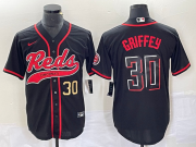 Wholesale Cheap Men's Cincinnati Reds #30 Ken Griffey Jr Number Black 2023 City Connect Cool Base Stitched Jerseys