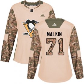 Wholesale Cheap Adidas Penguins #71 Evgeni Malkin Camo Authentic 2017 Veterans Day Women\'s Stitched NHL Jersey