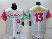 Wholesale Men's San Diego Padres #13 Manny Machado White Number 2022 City Connect Flex Base Stitched Jersey