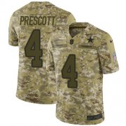 Wholesale Cheap Nike Cowboys #4 Dak Prescott Camo Youth Stitched NFL Limited 2018 Salute to Service Jersey