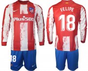 Wholesale Cheap Men 2021-2022 Club Atletico Madrid home red Long Sleeve 18 Soccer Jersey
