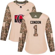 Wholesale Cheap Adidas Senators #1 Mike Condon Camo Authentic 2017 Veterans Day Women's Stitched NHL Jersey