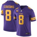 Wholesale Cheap Men's Minnesota Vikings 2022 #8 Kirk Cousins Purple With 4-Star C Patch Rush Limited Stitched NFL Jersey