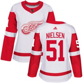 Wholesale Cheap Adidas Red Wings #51 Frans Nielsen White Road Authentic Women\'s Stitched NHL Jersey