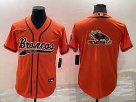 Wholesale Cheap Men\'s Denver Broncos Orange Team Big Logo With Patch Cool Base Stitched Baseball Jersey