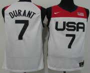 Wholesale Cheap Men's USA Basketball #7 Kevin Durant 2021 White Tokyo Olympics Stitched Home Jersey