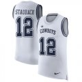 Wholesale Cheap Nike Cowboys #12 Roger Staubach White Men's Stitched NFL Limited Rush Tank Top Jersey