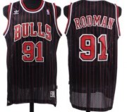Wholesale Cheap Chicago Bulls #91 Dennis Rodman Black Pinstripe Swingman Throwback Jersey