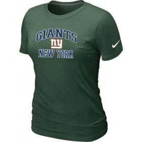 Wholesale Cheap Women\'s Nike New York Giants Heart & Soul NFL T-Shirt Dark Green