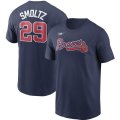 Wholesale Cheap Atlanta Braves #29 John Smoltz Nike Cooperstown Collection Name & Number T-Shirt Navy