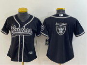 Wholesale Cheap Women's Las Vegas Raiders Black Team Big Logo With Patch Cool Base Stitched Baseball Jersey