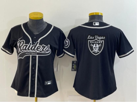 Wholesale Cheap Women\'s Las Vegas Raiders Black Team Big Logo With Patch Cool Base Stitched Baseball Jersey
