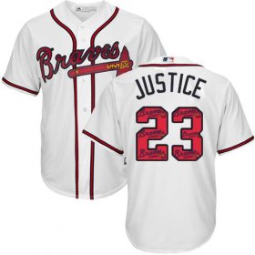 Wholesale Cheap Braves #23 David Justice White Team Logo Fashion Stitched MLB Jersey