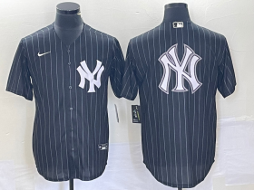 Wholesale Cheap Men\'s New York Yankees Blank Black Pinstripe Cool Base Stitched Baseball Jersey1