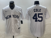 Cheap Men's New York Yankees #45 Gerrit Cole White 2024 Cool Base Stitched Jersey