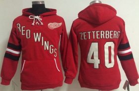 Wholesale Cheap Detroit Red Wings #40 Henrik Zetterberg Red Women\'s Old Time Heidi NHL Hoodie