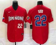 Cheap Mens Dominican Republic Baseball #22 Juan Soto Number 2023 Red World Classic Stitched Jersey