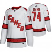Wholesale Cheap Carolina Hurricanes #74 Jaccob Slavin Men's 2019-20 Away Authentic Player White Stitched NHL Jersey