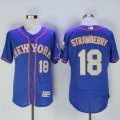 Wholesale Cheap Mets #18 Darryl Strawberry Blue(Grey NO.) Flexbase Authentic Collection Stitched MLB Jersey