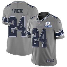 Wholesale Cheap Nike Cowboys #24 Chidobe Awuzie Gray Men\'s Stitched With Established In 1960 Patch NFL Limited Inverted Legend Jersey